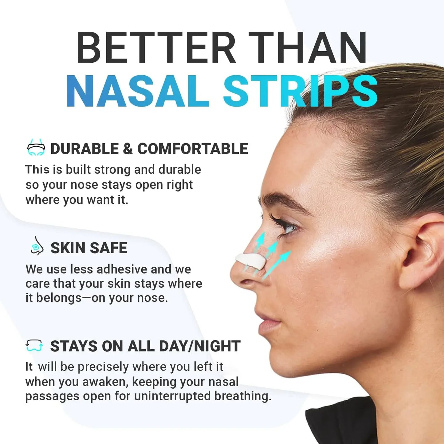 Anti-Snoring Magnetic Nasal Ventilation Clip – Breathable Nose Clips & Patches for Improved Sleep and Reduced Nasal Congestion (15 Pairs + Clip)