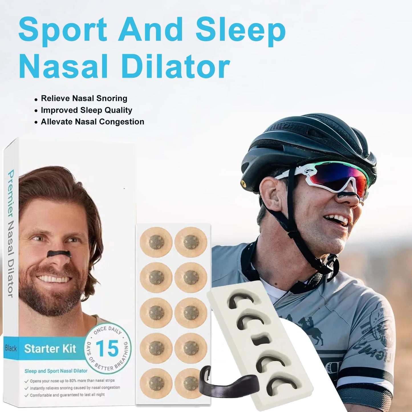 Anti-Snoring Magnetic Nasal Ventilation Clip – Breathable Nose Clips & Patches for Improved Sleep and Reduced Nasal Congestion (15 Pairs + Clip)