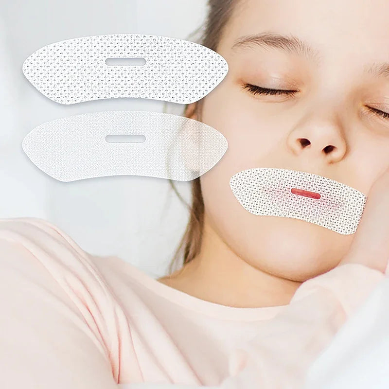 Girl sleeping with mouth tape on